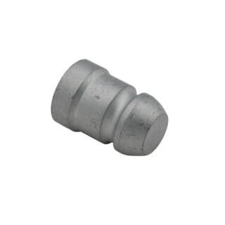 A cylindrical metal object with a stepped design and a rounded end, resembling a machined industrial component or spacer, ideal for use in specialized lighting setups, shown against a white background.