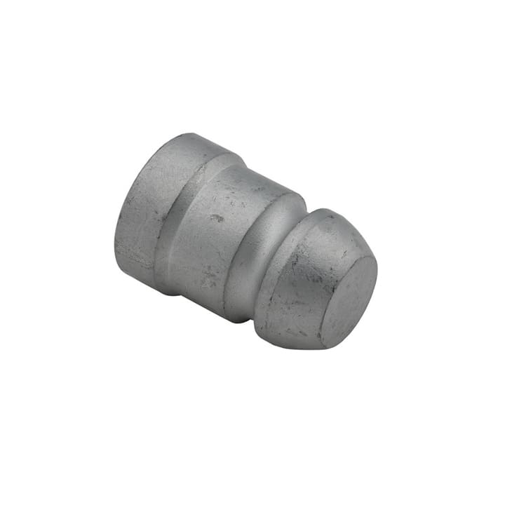 A cylindrical metal object with a stepped design and a rounded end, resembling a machined industrial component or spacer, ideal for use in specialized lighting setups, shown against a white background.
