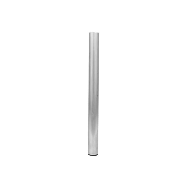 A tall, cylindrical metal pipe, commonly used in lighting or audio setups, stands vertically against a plain white background.