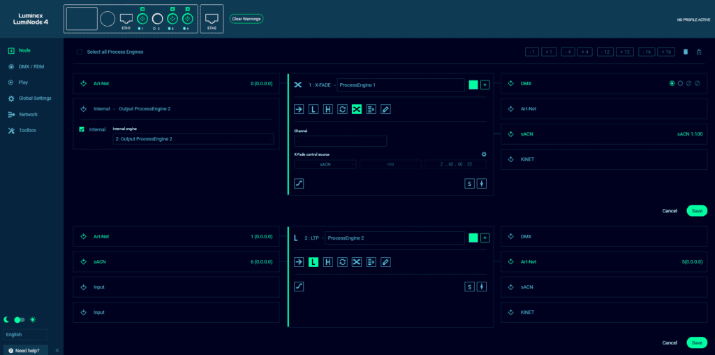 Screenshot of a LumiNode Process Engine
