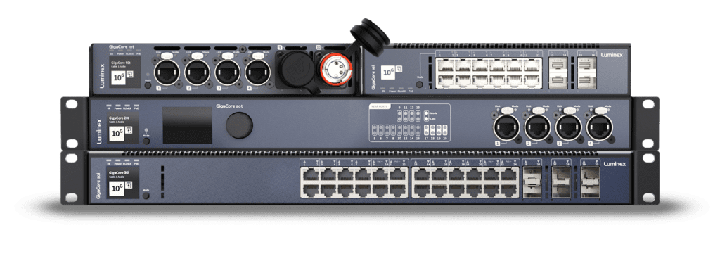 Three stacked Luminex GigaCore Switches